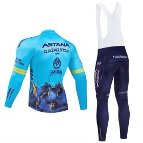 Completo Maglia ML + Pantaloncino con bretelle ML 2024 Astana Qazaqstan Blu